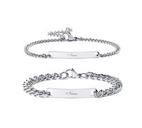 Vnox Bracciale Personalizzato con Nome e Data in Acciaio Inox | Bracciale personalizzabile con incisione, adatto per uso quotidiano, coppia, famiglia, amicizia o persona cara