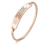 VNOX Bracciale rigido personalizzato personalizzato in acciaio inossidabile con identificazione di allarme medico, 8 inches, Acciaio inossidabile, Pietra lavica