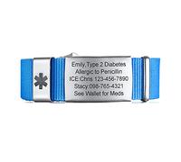 VNOX Braccialetti di allerta medica per uomini e donne, braccialetti sportivi personalizzati con fascia in corda regolabile, braccialetti identificativi medici
