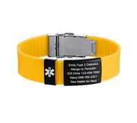 VNOX Braccialetti di allerta medica per uomini e donne, braccialetti sportivi personalizzati con fascia in corda regolabile, braccialetti identificativi medici
