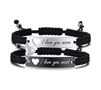 Vnox Bracciali Coppia Magnetici San Valentino - Braccialetti Infinito Lui e Lei, Cordino Regolabile in Stile Tessuto
