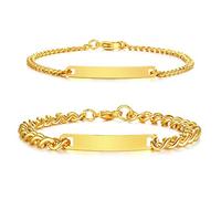 Vnox Bracciali Coppia Personalizzabili, Bracciale con Incisione Nome e Data in Acciaio Inossidabile, Idea Regalo Romantica per San Valentino, Braccialetti di Coppia per Lui e Lei