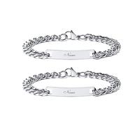Vnox Bracciali Coppia Personalizzabili, Bracciale con Incisione Nome e Data in Acciaio Inossidabile, Idea Regalo Romantica per San Valentino, Braccialetti di Coppia per Lui e Lei