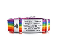 VNOX Bracciali di allerta medica per uomo donna braccialetti personalizzati sport medico ID, 7.09 inches, Acciaio inossidabile, Senza pietre preziose