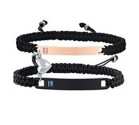 Vnox Bracciali Personalizzati per Coppie con Ciondoli Magnetici a Forma di Cuore Bracciale con Nome ID Personalizzato per Uomo Donna,Braccialetti con Messaggio Segreto Nascosto per Lui e per Lei