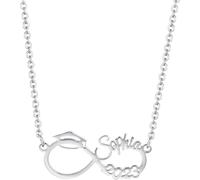 Vnox Collana Con Nome Personalizzabile,Collana Personalizzata Argentato Oro Rosa,Collana Donna Acciaio Inossidabile,Regalo Donna Compleanno Re(Infinity-1)