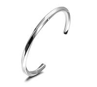 Vnox Mobius Bracciale Rigido Uomo, Vichingo Nordic Amuleto Bracciale Argento Rune Intrecciate Talismano, Rune Vichinghe, Amuleto Celtico di Protezione, Regalo per Papà/Fratello/Figlio/Amico/Bambini