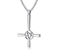 Vnox Pentacolo in Acciaio Inossidabile Pentagramma Stella a Testa in Giù Croce Rovesciata Satanismo Collana Ciondolo Satanico Gioielli Religiosi