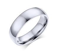 Vnox Personalizza l'incisione 6 mm di larghezza in acciaio inossidabile semplice anello a fascia nuziale per donna uomo, incisione gratuita, Taglia 19.5