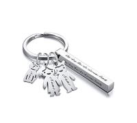 Vnox Portachiavi Personalizzato 2 Nome Famiglia Bambini Figure di Ragazza e Ragazzo Portachiavi Inciso Portachiavi Regalo per Pap¨¤ Mamma Fratelli Sorelle Festa del Pap¨¤ Festa della Mamma Compleanno