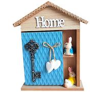 VNsdSD Cassetta portachiavi decorativa da parete in stile retrò country Art Déco, contenitore for chiavi creativo a forma di casa, montaggio a, gestione delle(Blue 26.7 * 19.5 * 6.5cm)