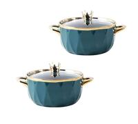 VNsdSD Ciotola for noodle istantanei in ceramica, ciotola for ramen in Phnom Penh di lusso europea da 35,2 once, for zuppa in tinta unita con coperchio(Green)