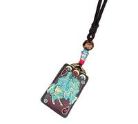 VNsdSD Nepal Thangka Ciondolo Maschio Madre Verde Manjusri Ebano Buddha Collana Retro Catena di Lana Femmina Amuleto Patrono Fortunato(Nepal Rectangular Gu)