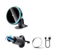 VNSMM Soporte Movil Coche Supporto Telefono Auto Supporto Magnetico per Telefono da Auto, Caricabatterie Wireless da 15 W per iPhone 15, 14, 13 PRO Max, Supporto per Auto(Combination Model)