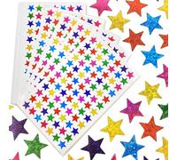 VntMQP 2100 adesivi a forma di stelle, 6 colori, 1,4 cm, adesivi per ricompensa laser, adesivi con brillantini, adesivi per insegnanti, ricompensa, calendario fai da te