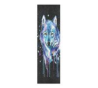 Vnurnrn Arte Acquerello Lupo Animale Adesivo Grip Tape per Skateboard Nastro Griptape Adesivi Autoadesivi Carta Vetrata Antiscivolo No Bolle per Longboard Scooter
