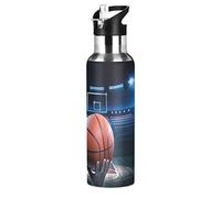 Vnurnrn Basket Arte Sport Bottiglia Acqua Acciaio Inox, Isolato Borraccia Termica Senza BPA 600ML per Bevande Calde e Fredde per Bambini Sport Ciclismo Scuola