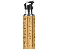 Vnurnrn Parola Di Egitto Di Arte Antica Bottiglia Acqua Acciaio Inox, Isolato Borraccia Termica Senza BPA 600ML per Bevande Calde e Fredde per Bambini Sport Ciclismo Scuola