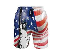 Vnurnrn Statua della libertà Bandiera Americana Costume da Uomo Bagno Pantaloncini da Surfe Costumi Spiaggia Calzoncini