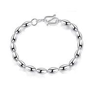 VNVFJKLO braccialetto, Bracciale da donna squisita lucidatura ovale in argento con perline dell'amicizia Gioielli in sterling Regali for sorelle Amiche Coppie M