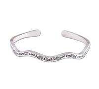 VNVFJKLO braccialetto, Bracciale rigido da donna cinese vintage ondulato con pesce intagliato, braccialetto dell'amicizia, gioielli in argento, regali di compleanno for sorelle amiche