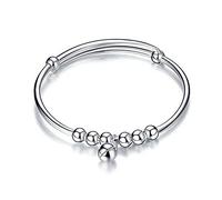 VNVFJKLO braccialetto, Bracciale rigido da donna regolabile con lucidatura a mano, bracciale perline in argento, gioielli in, regali di compleanno for sorelle, amiche, coppie M