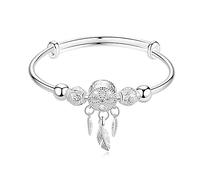 VNVFJKLO braccialetto, Bracciale rigido regolabile for l'amicizia, bracciale da donna, alla moda, acchiappasogni, gioielli in argento, regali di compleanno for le sorelle amiche
