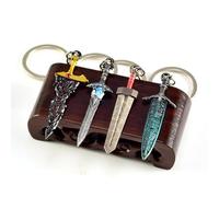 VNVFJKLO Collezione, Portachiavi Mini Combo con 4 Spade della Lama Nera di Elden Maliketh, 2,36 Pollici, Interamente in Metallo, Regalo da Collezione