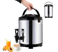 VNVFJKLO distributore di Bevande, Distributore di Acqua Calda in Acciaio Inossidabile 304 Bollitore Caldaia Scalda caffè Urna con Coperchio e Rubinetto Secchio for tè al Latte Barile Isolato(6L)