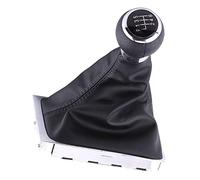 VNVIS Pomello del cambio nero 6 marce + R + telaio soffietto per Passat B6 2005-12 cromato