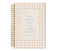 VNWEK Diario a spirale a scacchi cristiani, 14 x 20 cm, diario con copertina rigida e copertina rigida, motivo: His Mercies Are New Every Morning Bible Journal, arancione e bianco