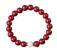 VNwizribc Bracciale con perline di cristallo naturale cinabro e giada | Zaffiro, giada bianca, 6, 8, 10 mm: ricchezza, fortuna e prosperità