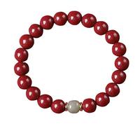 VNwizribc Bracciale con perline di cristallo naturale cinabro e giada | Zaffiro, giada bianca, 6, 8, 10 mm: ricchezza, fortuna e prosperità