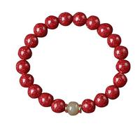 VNwizribc Bracciale con perline di cristallo naturale cinabro e giada | Zaffiro, giada bianca, 6, 8, 10 mm: ricchezza, fortuna e prosperità