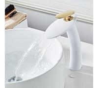 VOAAJKBFB Rubinetto for lavabo a Cascata Rubinetti for Bagno con Acqua Calda e Fredda Nuovo Miscelatore for lavello Creativo for monoforo Montato sul Ponte(SLT222L-W)