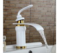 VOAAJKBFB Rubinetto for lavabo da Bagno in Stile di Lusso for in Ottone Massiccio Bronzo lucidato a Olio con Rubinetto a Cascata in Oro Rosa Torneira Banheiro(Blanc)