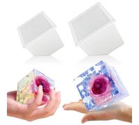 Voaesdk 2 stampi grandi in resina a forma di cubo smussato, 10,2 cm e 8,9 cm, stampi quadrati in silicone per la conservazione dei fiori, stampi irregolari per resina epossidica per fai da te,