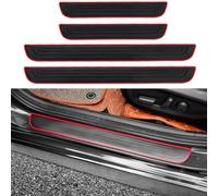 VOAKZEF 4 Pezzi Battitacco Auto, Protezione Battitacco Auto, Soglie Porte Auto, Universale, Nero Rosso