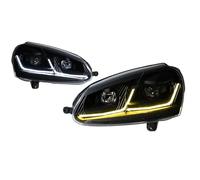 VOALVT Faro Proiettore Anteriore Per Vw Per Sagitar Per Golf 5 2006-2011 Fari Anteriori A LED DRL Indicatori Di Direzione Abbaglianti Angel Eye Lente Proiettore