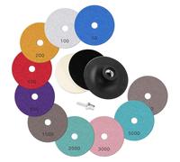 VOANZO 11 Pezzi Dischi diamantati per lucidatura a Umido - Piastra di Supporto in Gomma M14 e Feltro di Lana Set per lucidatura del Marmo Tamponi abrasivi per Granito, Grana 50-6000