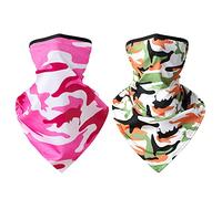 VOANZO 2 PCS Outdoor Multifunctional Sports Ice Silk Breathable Anti-Dust Sun Protection Half Face Mask Headscarf, Magic Head Scarf for Riding, Motorcycling (Yellow + Rose Red)