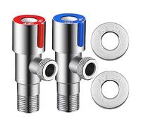 VOANZO 2 Pezzi 1/2" Valvola ad Angolo Valvola ad Angolo in Acciaio Inossidabile con Coperture per Tubi per Cucina Bagno Giardino Irrigazione
