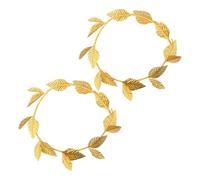 VOANZO 2 Pezzi Copricapo in Foglia d'oro Fascia da Sposa Romana Corona in Foglia d'oro Decorazione per Feste puntello Fotografico Fiori Finti Dorati per Donne Ragazze