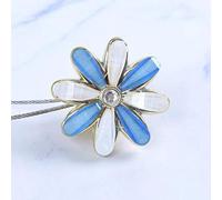 VOANZO 4 Pezzi Fiore a Otto Petali Magnete Fibbia per Tende Cinghie per Tende Corda per Cravatta Cravatta Magnetica in Pizzo Senza Punzoni (Blu)