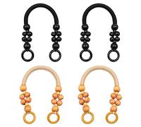 VOANZO 4 Pezzi Manici per Borse in Perline di Legno Manici per Borse Fai-da-Te Manici per Borse a Forma di U Sostituzione Fai-da-Te per Realizzazione di Borse Borsa a Tracolla Borsa Personalizzata