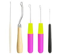 VOANZO 5 Pezzi Appendiabiti Piegato Uncinetto Plastica Legno per Capelli Treccia Sciarpa Fare Tappeti e Altri Oggetti Artigianali