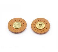 VOANZO 5 Set Rotondi Bottoni Automatici magnetici in Vera Pelle da Cucire per Accessori Borsa di Ricambio Borsa Fai da Te (Marrone)