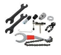 VOANZO Kit di Attrezzi per la Riparazione della Bicicletta Set da 7 Pezzi con estrattore per Cassette 3 in 1 rompicatena estrattore per manovella Cono del mozzo e Chiave per Raggi (22 x 12,6 x 5 cm)