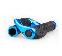 VOANZO Manopole Bici, impugnature per Manubrio per Mountain Bike MTB in Gomma dal Design ergonomico con Corna all'estremità della Barra, Protezione Confortevole (Nero + Blu)