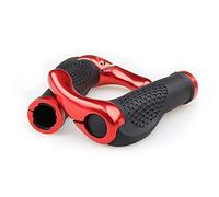 VOANZO Manopole per manubrio della bicicletta, impugnature per manubrio per mountain bike MTB in gomma dal design ergonomico con corna all'estremità della barra, protezione confortevole (nero + rosso)
